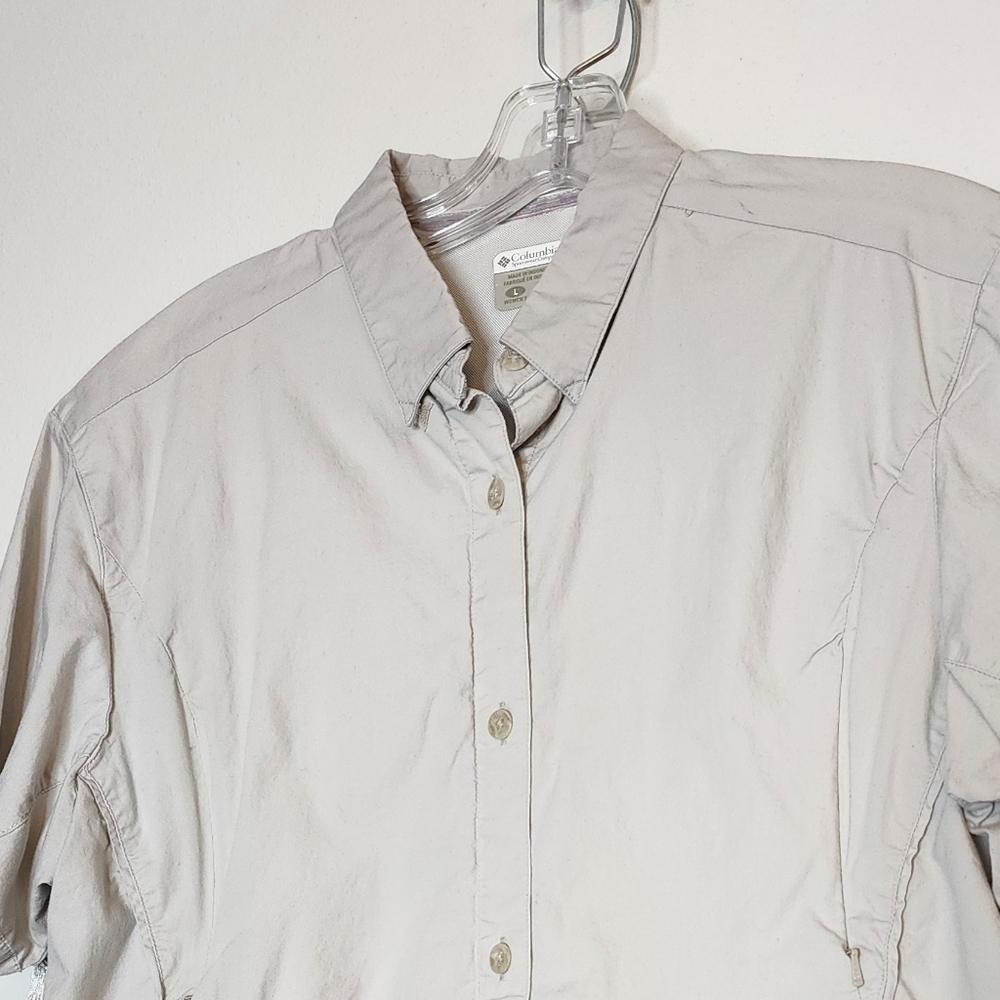Columbia Omni Shade Outdoor Womens Top Blouse Zippers Short Sleeve Summer Hiking - Picture 7 of 8